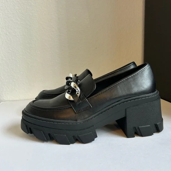 JustFab Drew Lug Sole Loafer Black Size 8.5 - Picture 7 of 9